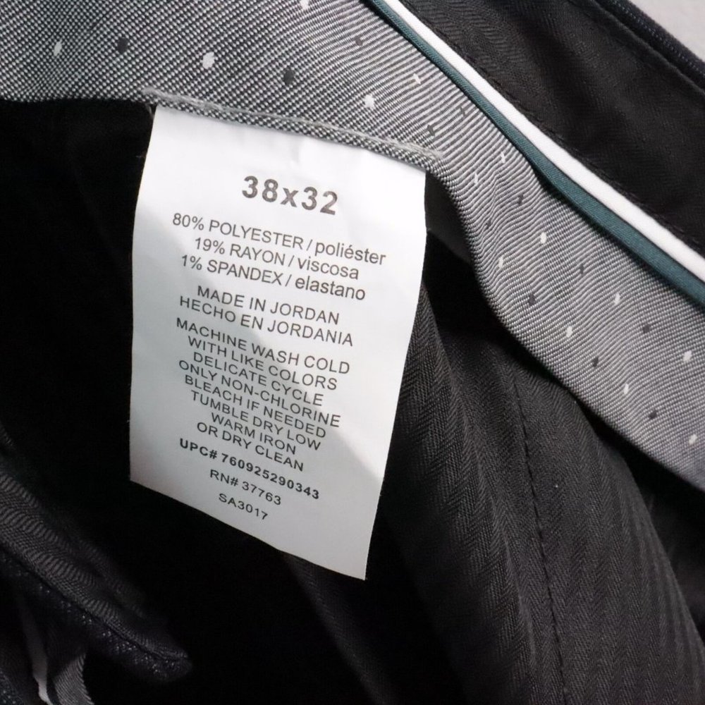 New Perry Ellis Portfolio Men's 38x32 Travel Luxe Charcoal Plaid Dress Pants - Picture 8 of 8